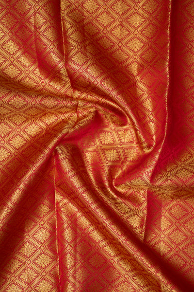 Gold and Red Tissue Pure Fancy Kanchipuram Silk Saree - Clio Silks