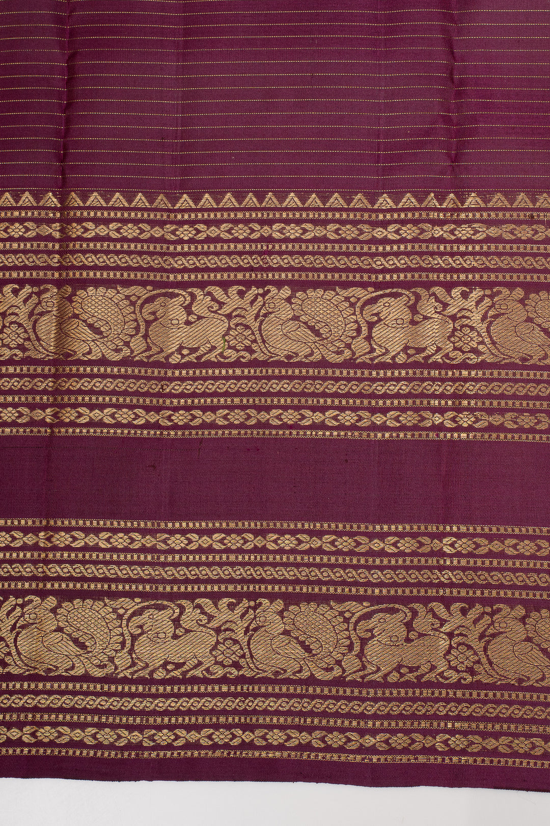 Rust Orange and Jamun Zari Checks Pure Kanchipuram Silk Saree