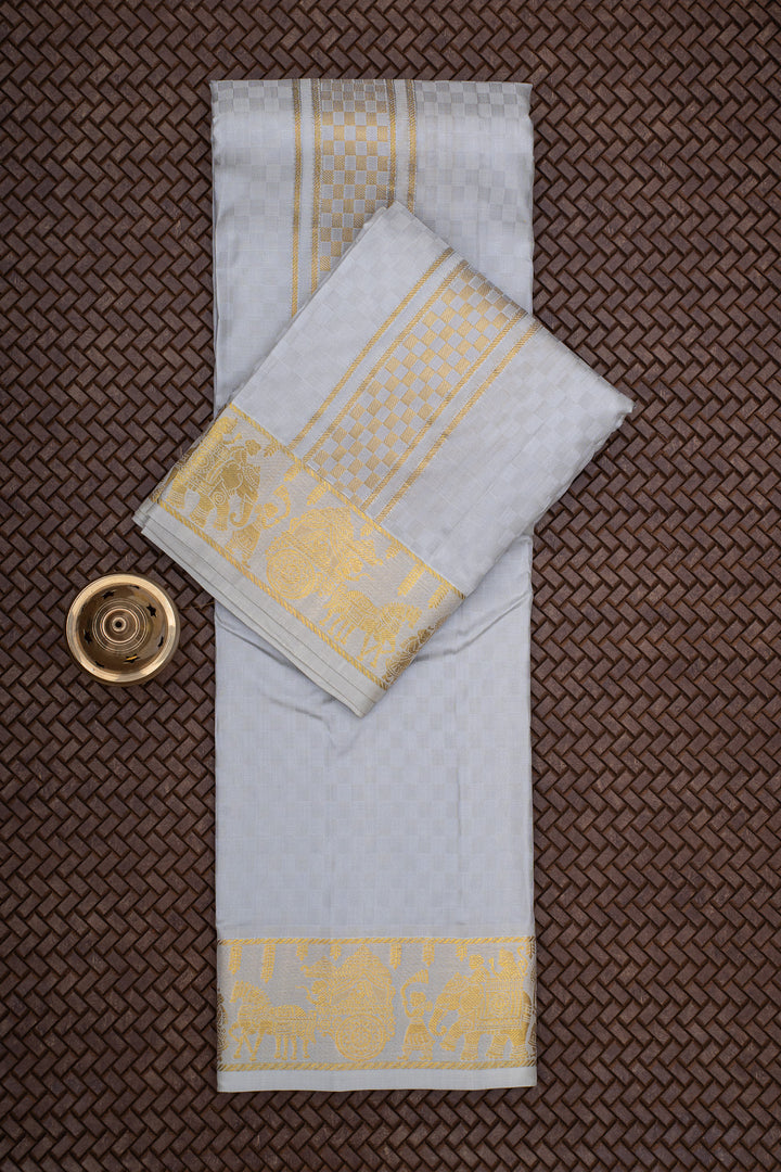 Grey Pure Silk Dhoti