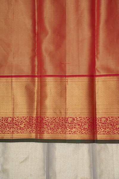 Gold and Red Tissue Pure Fancy Kanchipuram Silk Saree - Clio Silks