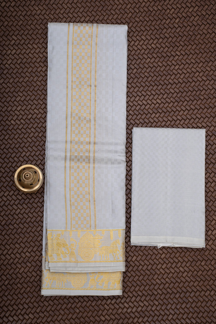 Grey Pure Silk Dhoti