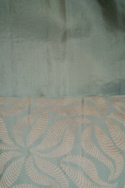 Ice Blue Brocade Pure Silk Saree - Clio Silks