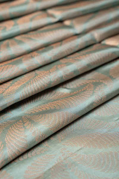 Ice Blue Brocade Pure Silk Saree - Clio Silks