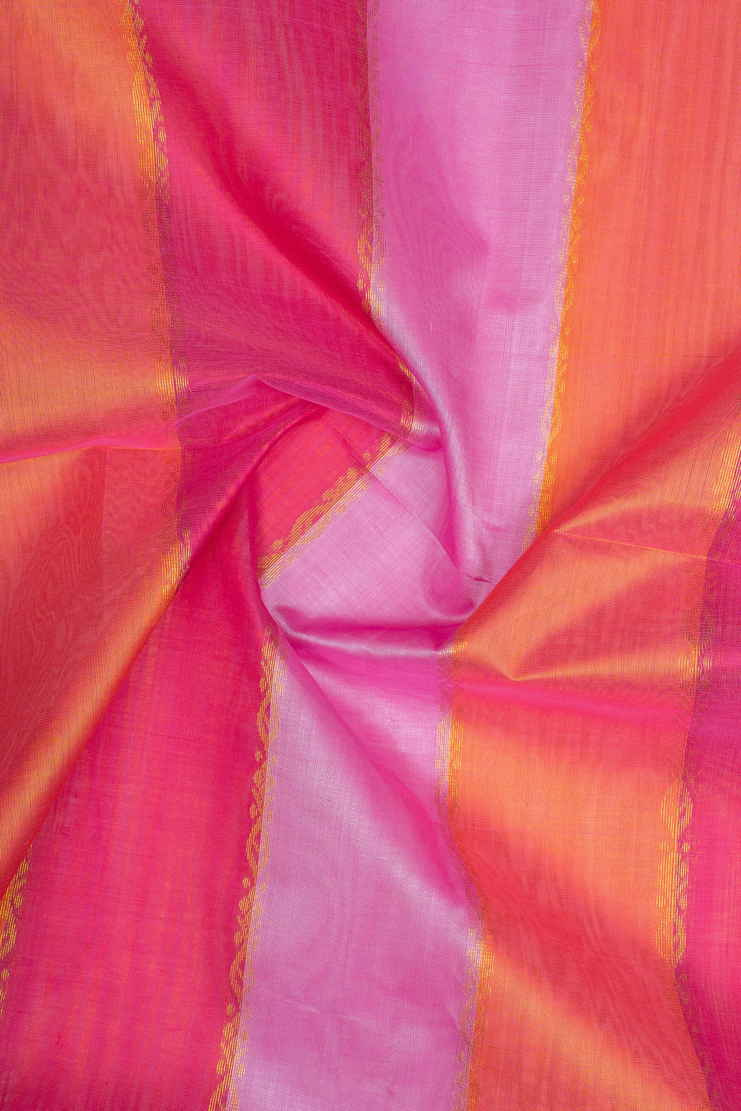 Pink Multi Stripes Pure Silk Cotton Saree