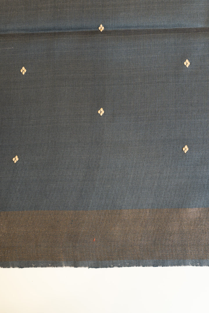 Beige ikat handprinted pure Tussar silk saree