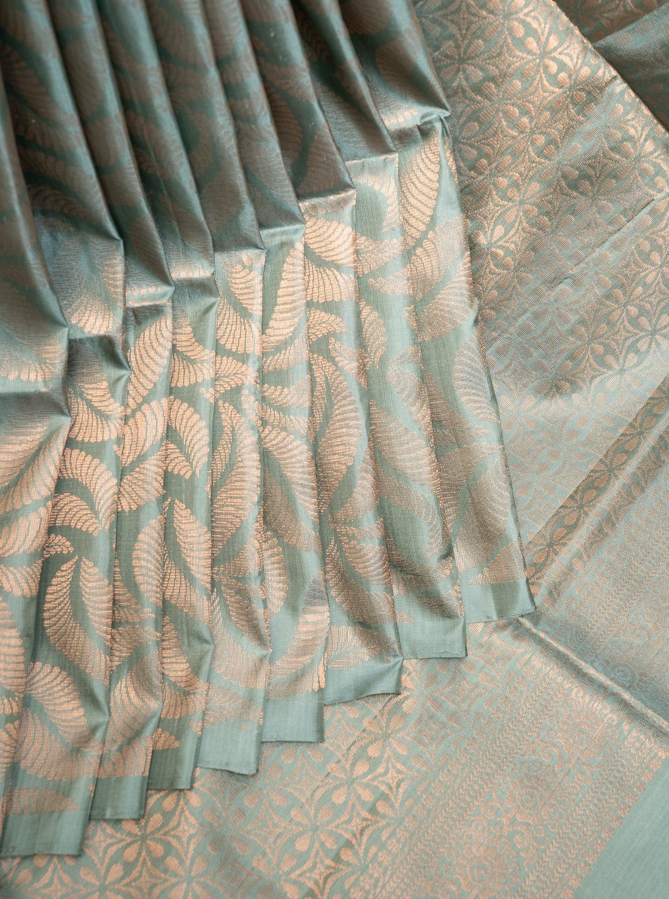 Ice Blue Brocade Pure Silk Saree - Clio Silks