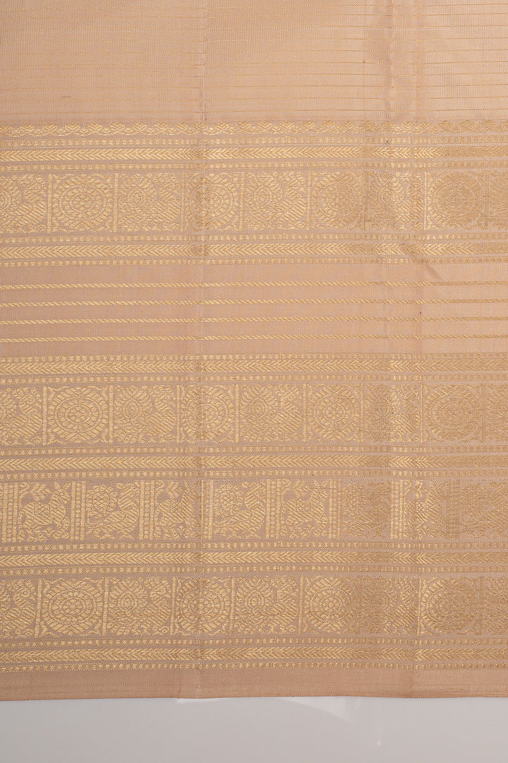 Cream Zari Checks Pure Kanchipuram Silk Saree