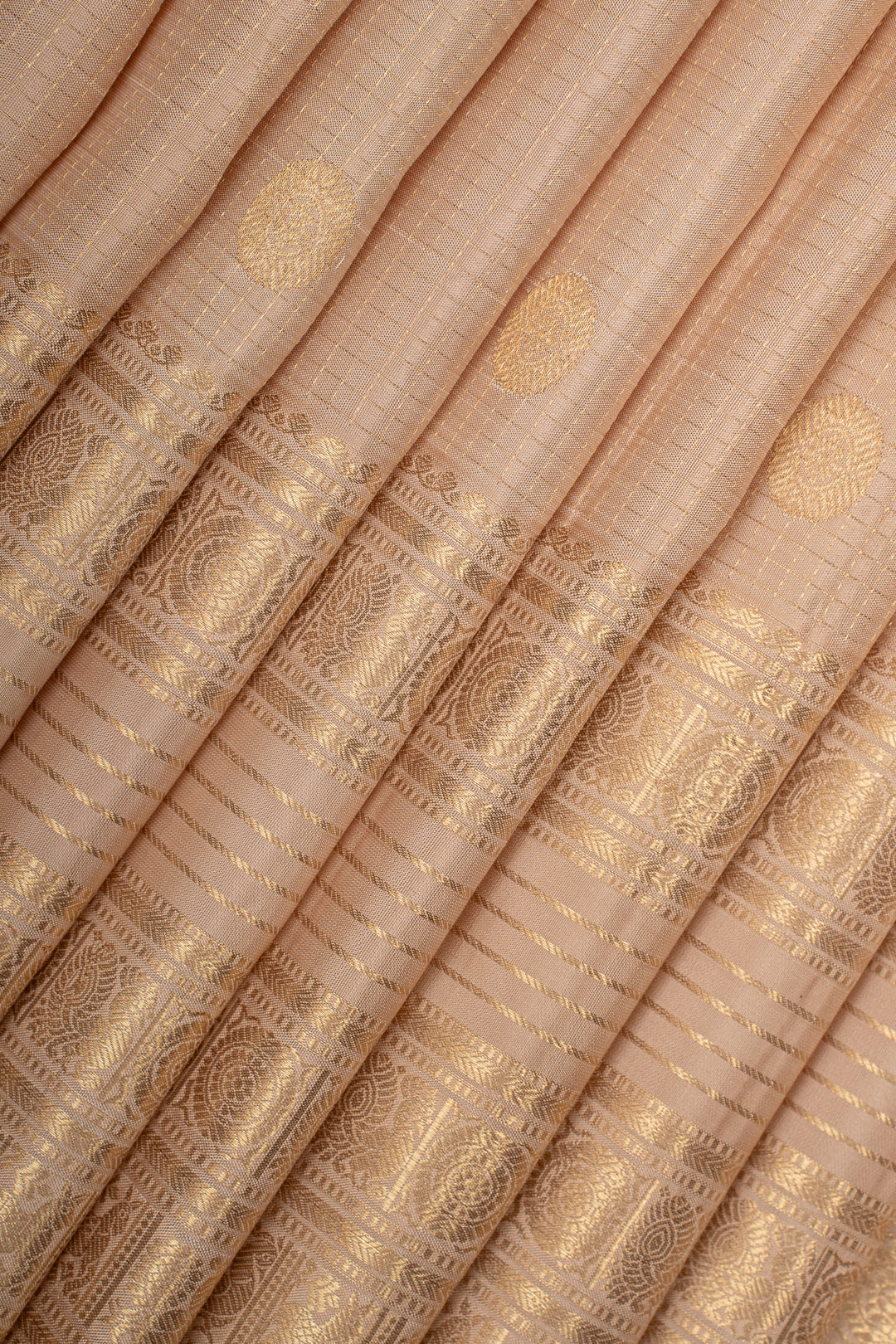 Cream Zari Checks Pure Kanchipuram Silk Saree