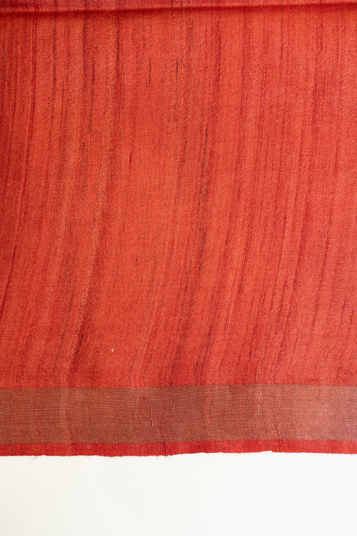 Beige multi temple pure Tussar silk saree