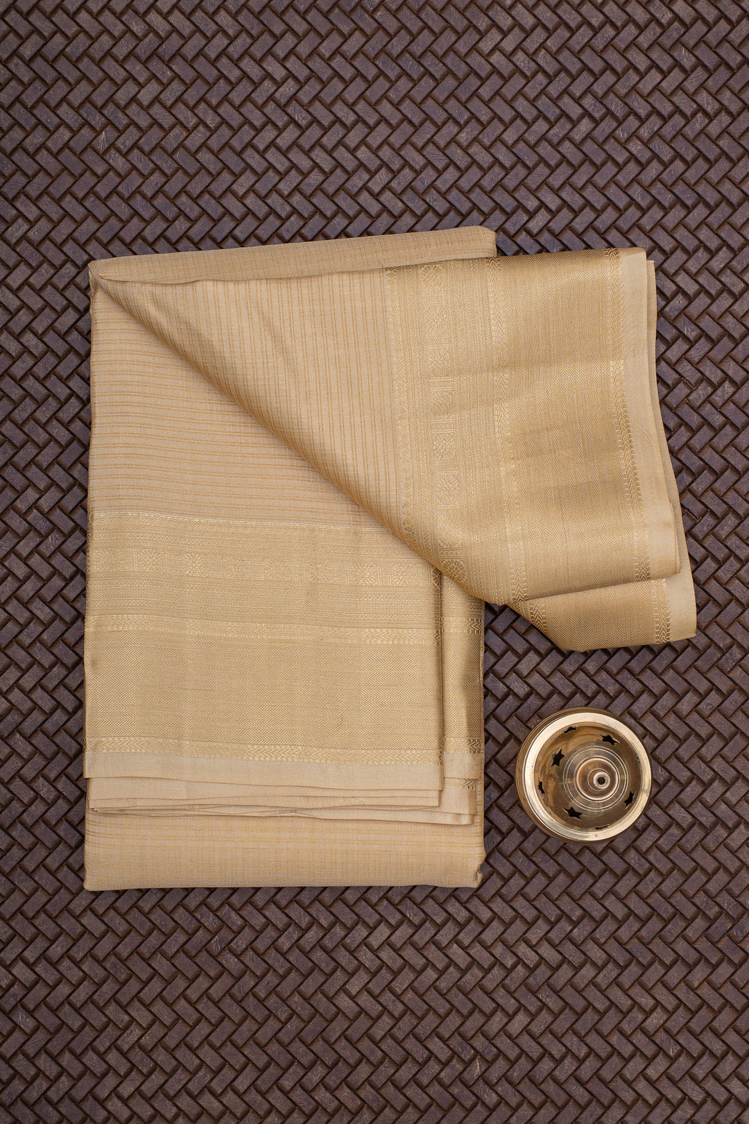 Cream Stripes Pure Silk Dhoti