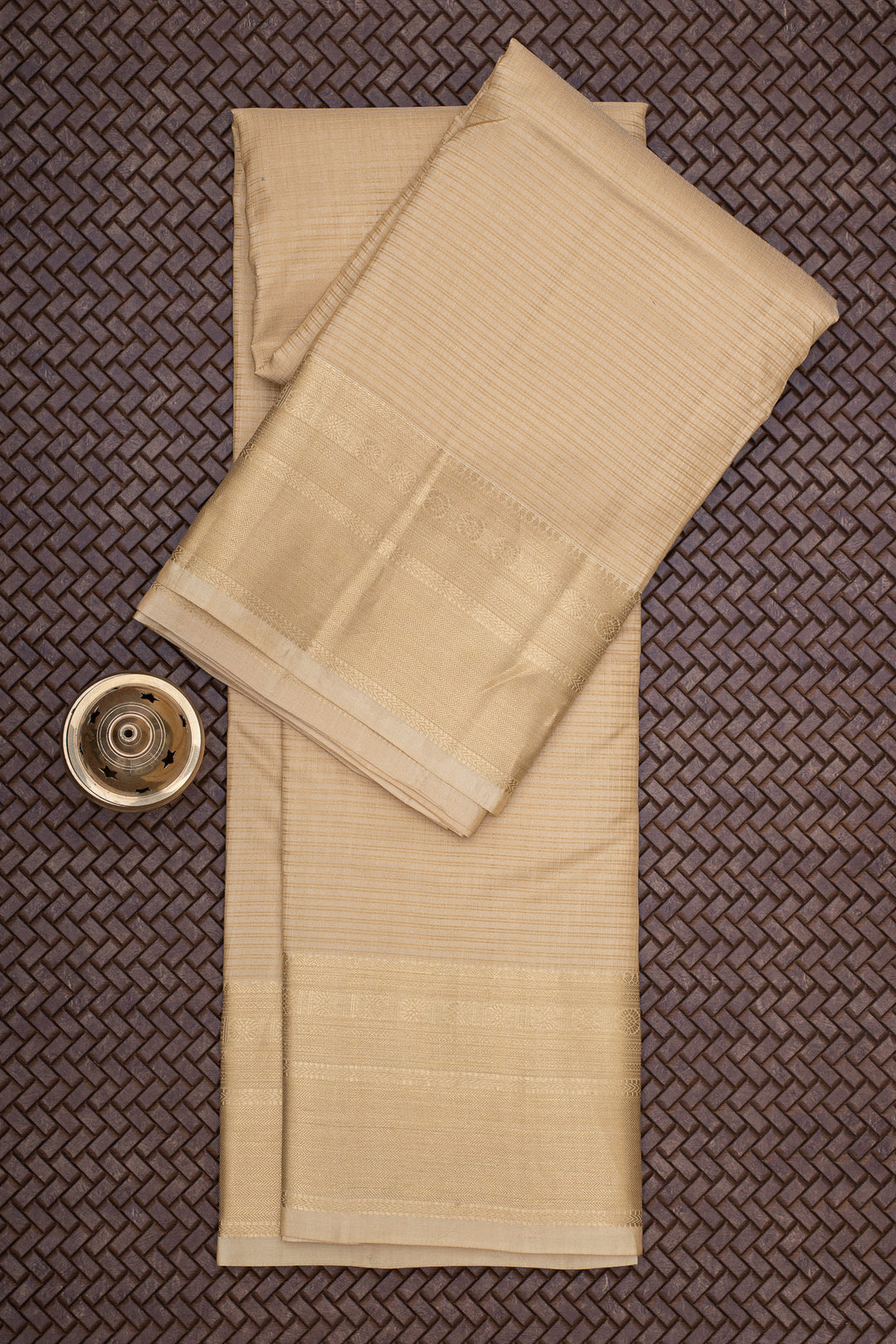 Cream Stripes Pure Silk Dhoti