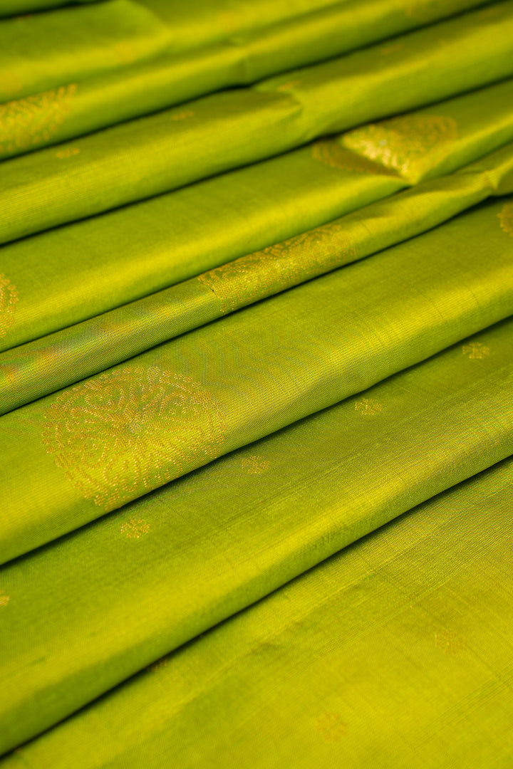 Parrot Green Dupian Pure Soft Silk Saree - Clio Silks