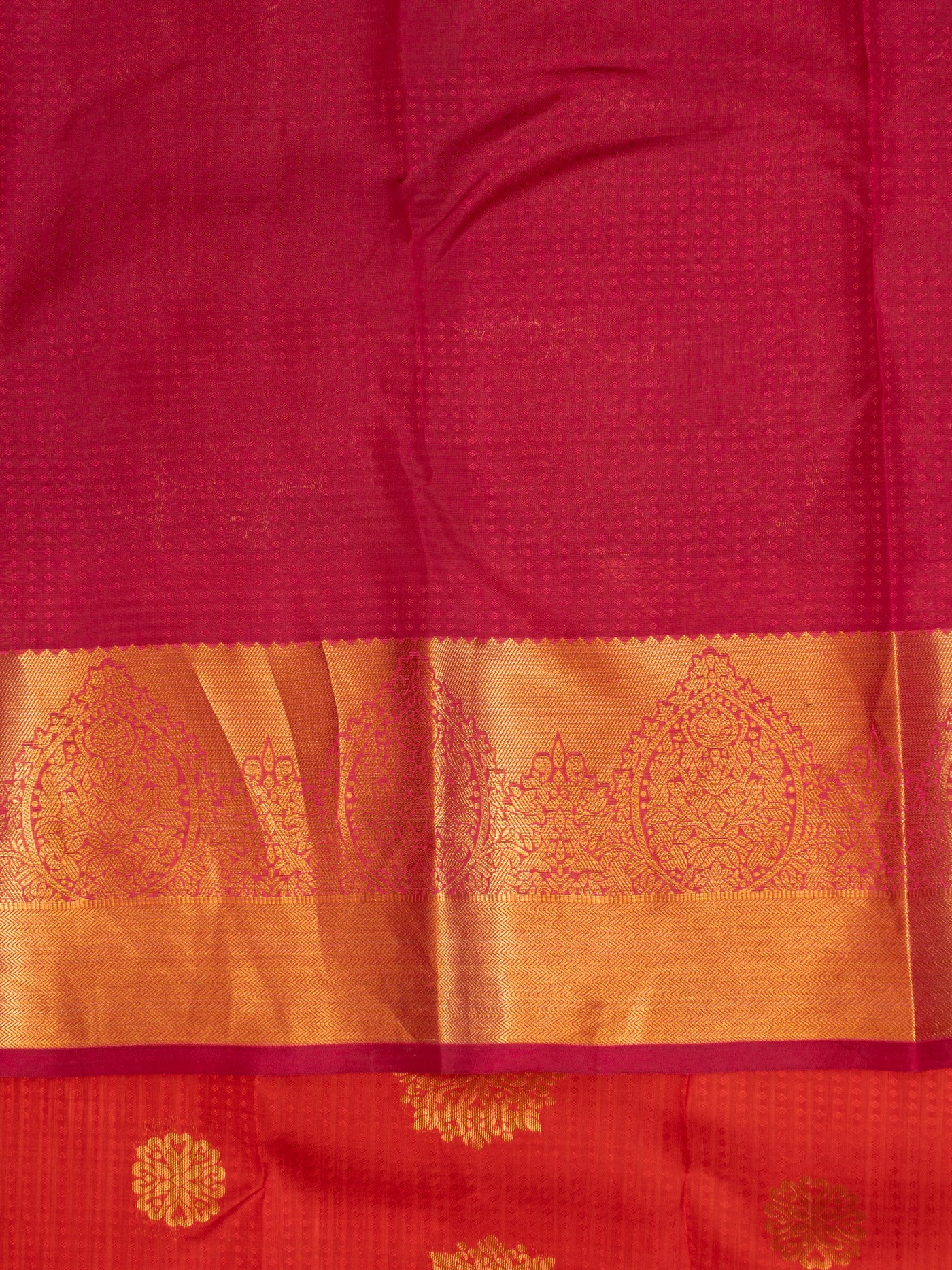 Reddish pink traditional kanjivaram silk saree