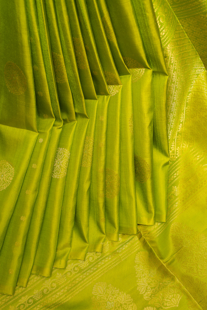 Parrot Green Dupian Pure Soft Silk Saree - Clio Silks