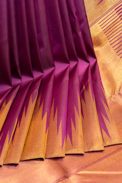 Purple pure 8Kol temple Border pure Kanchipuram silk saree