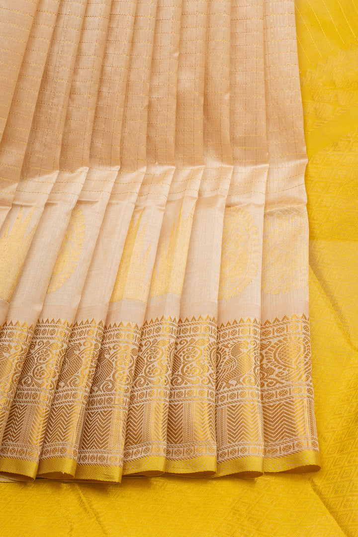 Beige Traditional Pure Silk Cotton Saree
