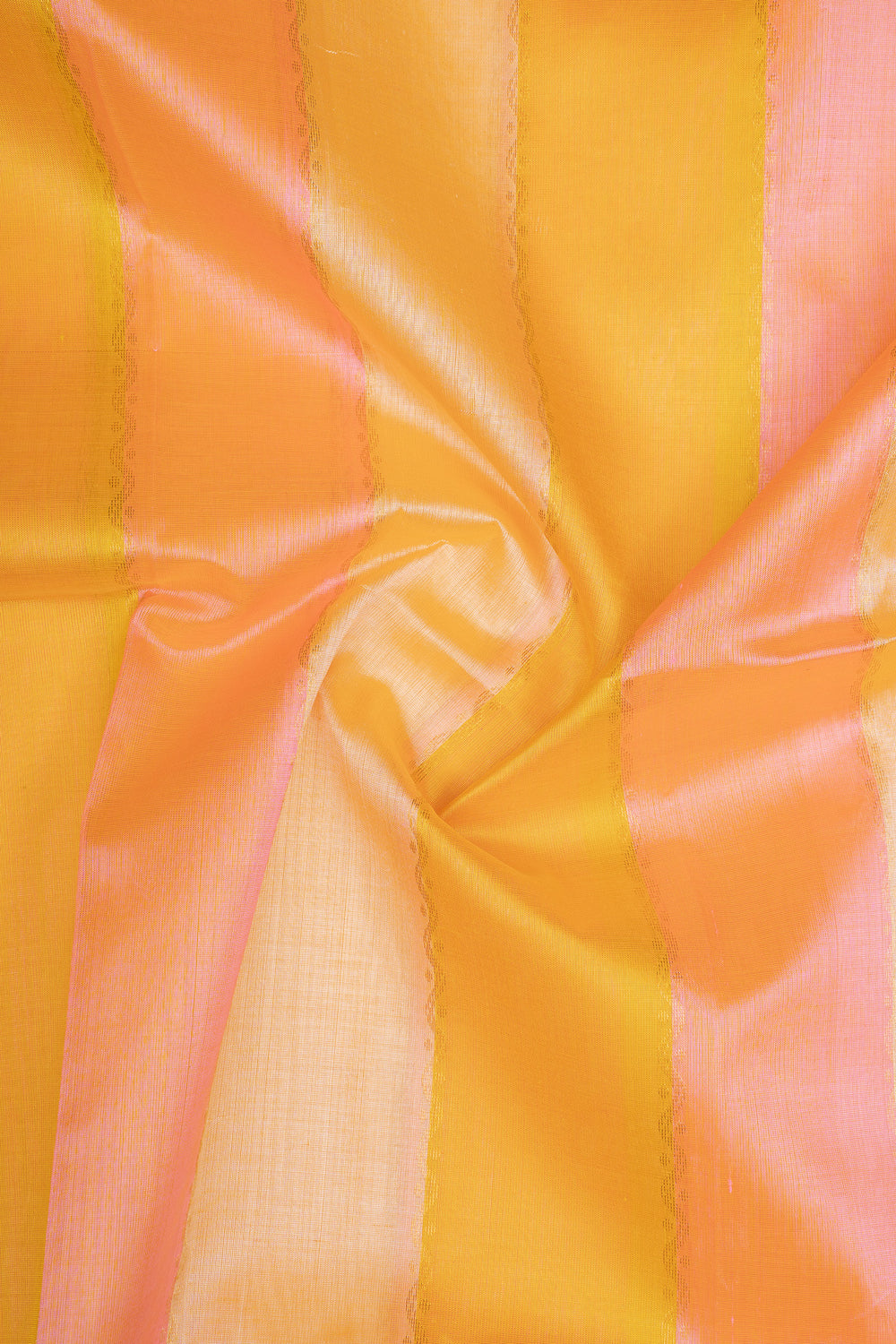 Astel Yellow and Pink Multi Stripes Pure Silk Cotton Saree