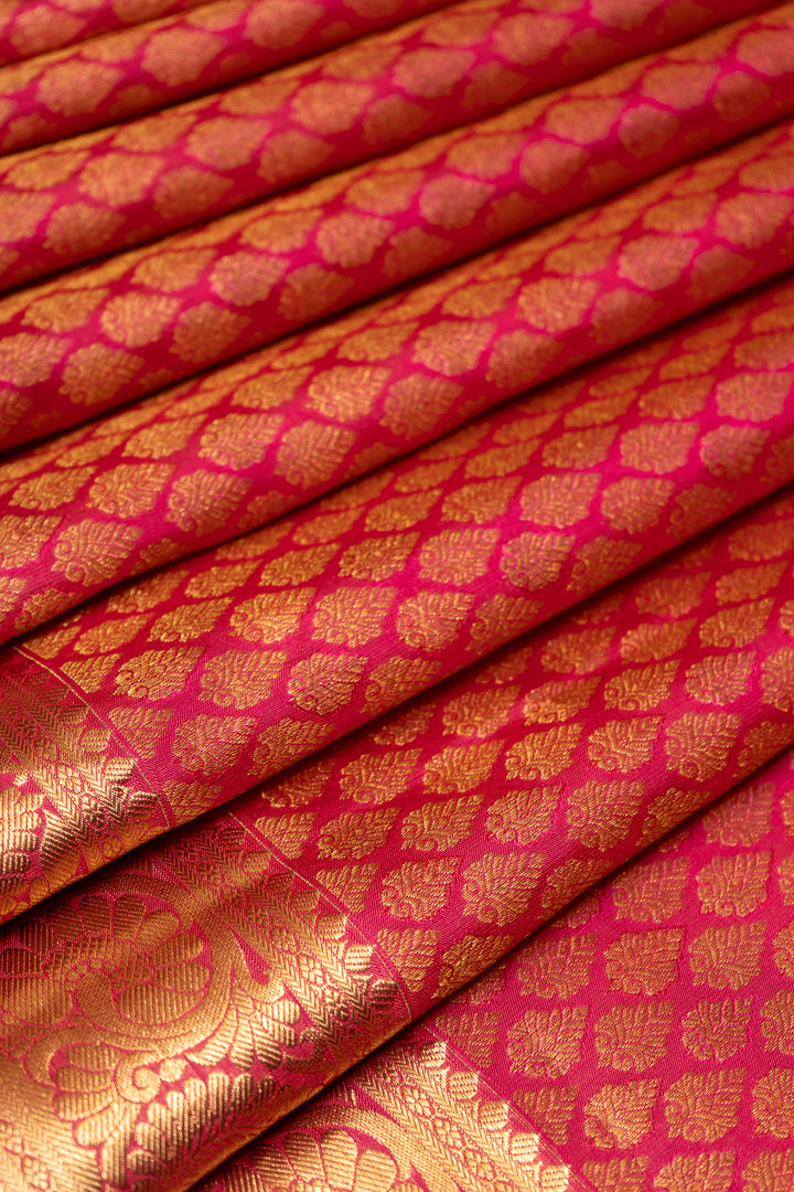Rani Pink Zari Brocade Pure Kanchipuram Silk Saree - Clio Silks