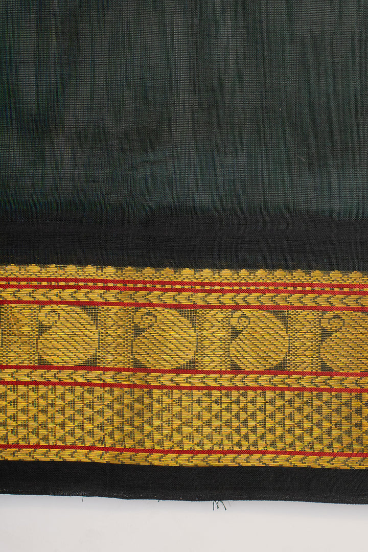 Peach Orange Multi Stripes Pure Silk Cotton Saree
