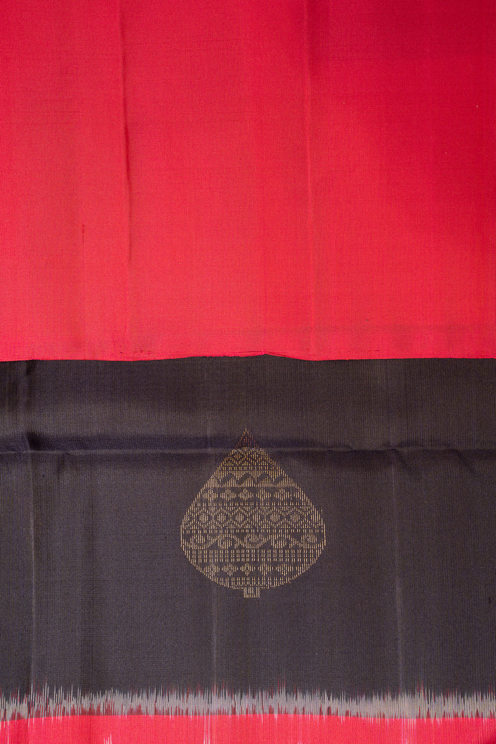 Black and Pink Pure Ikat Silk Saree - Clio Silks
