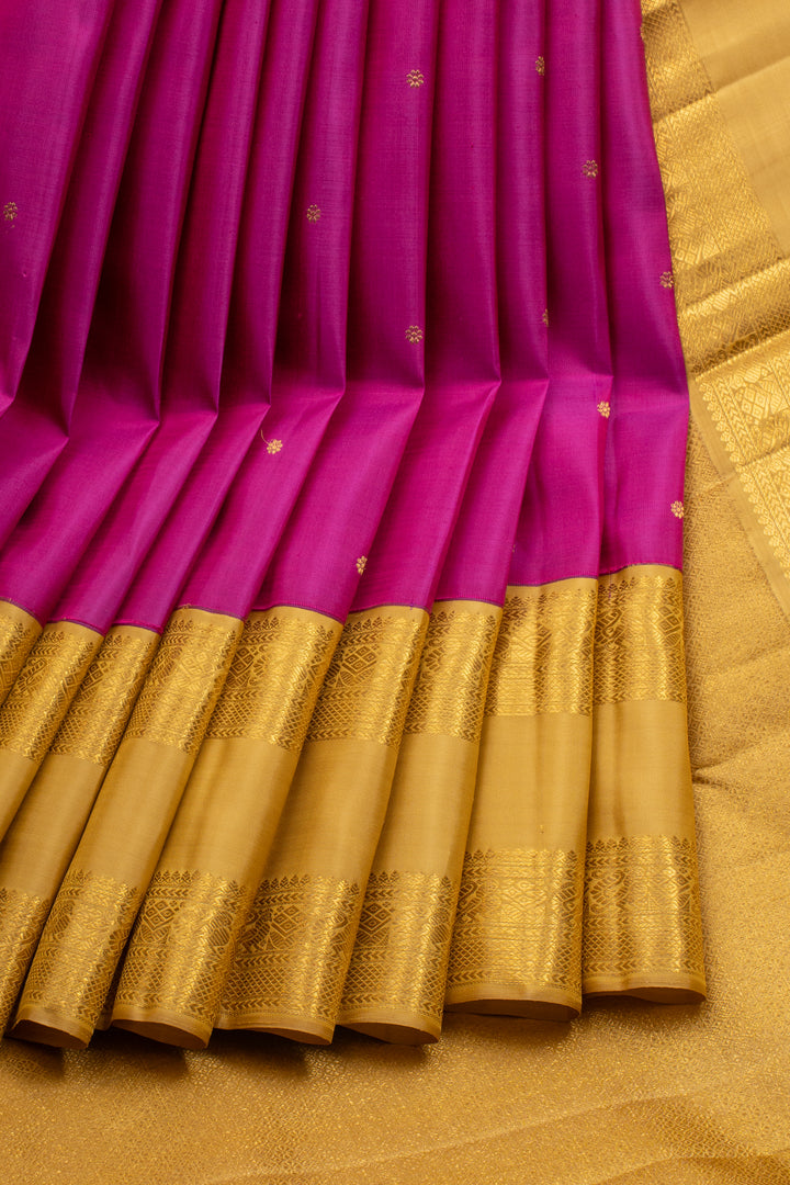 Magenta and Gold Rettai Pettu Pure Kanchipuram Silk Saree