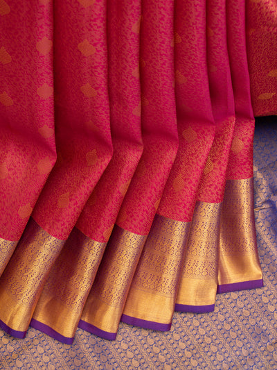 Magenta pink floral kanjivaram silk saree