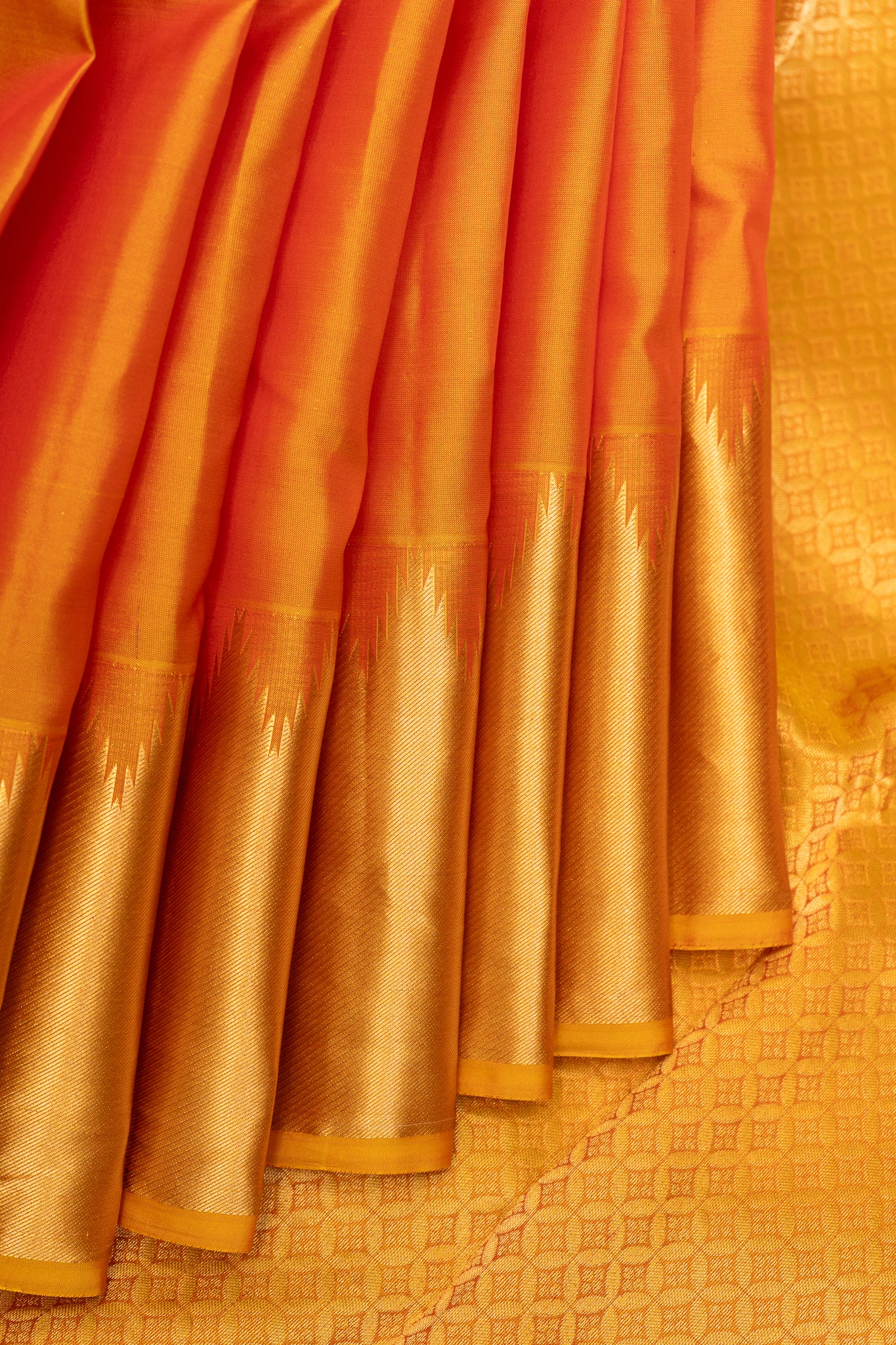 Mustard Yellow Traditional Pure Kanchipuram Silk Saree - Clio Silks