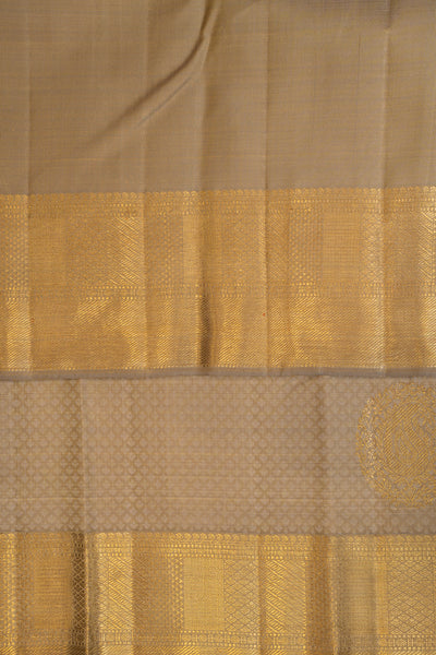 Khaki Beige thread Brocade Pure Zari Kanchipuram Sik Sari - Clio Silks