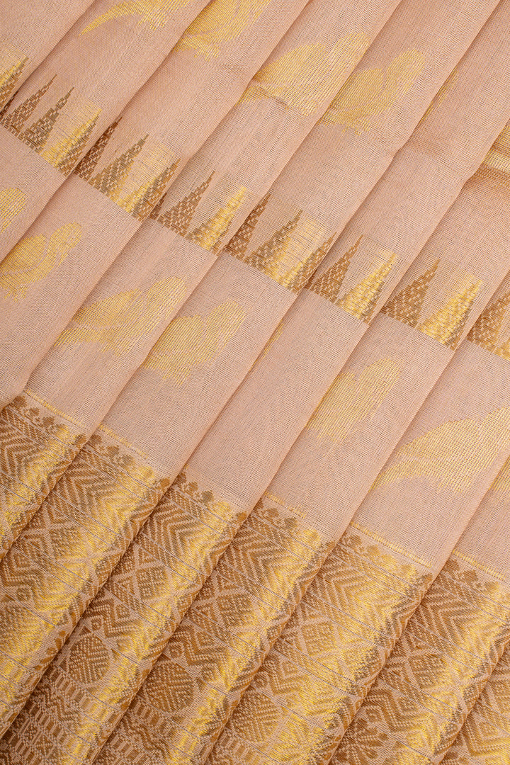 Beige and Yellow Pure Silk Cotton Saree