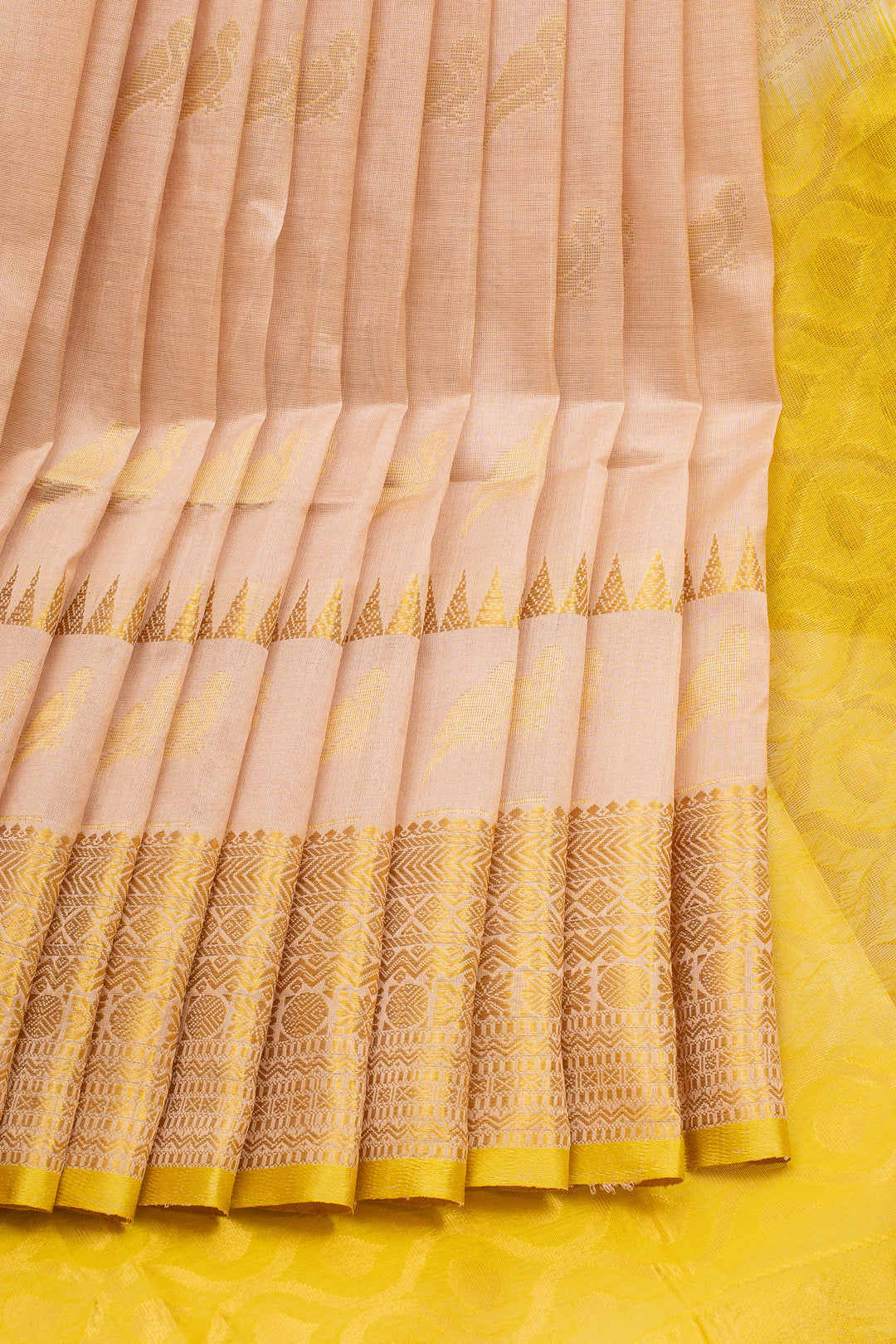 Beige and Yellow Pure Silk Cotton Saree