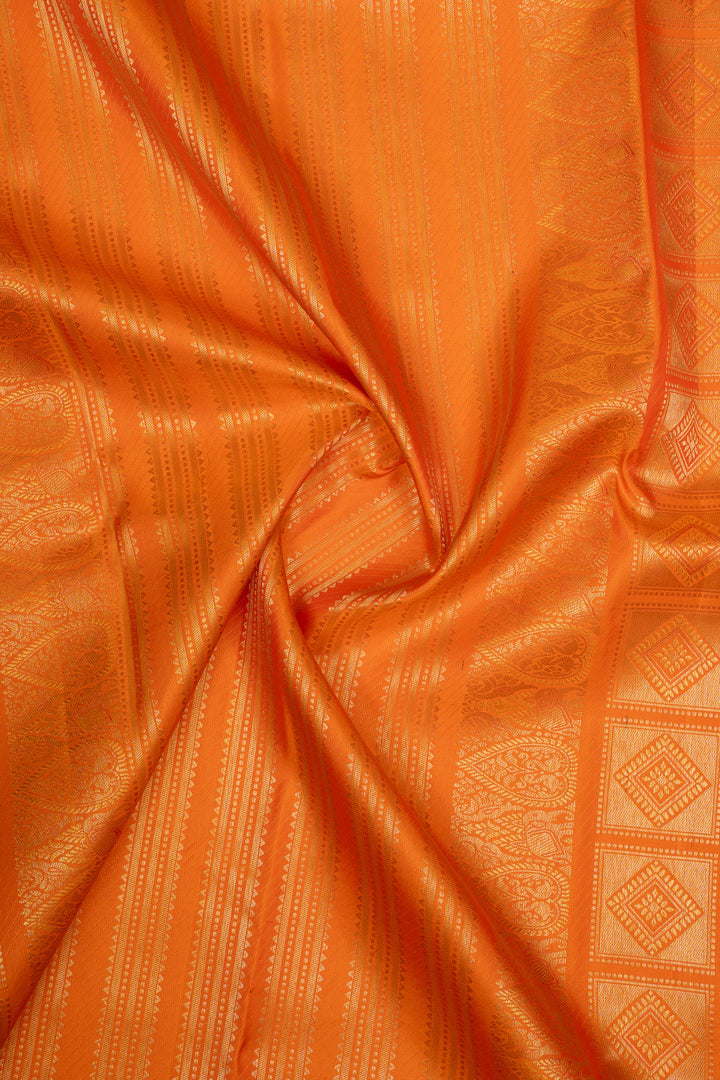 Blue and Orange Lakshadeepam Pure Kanchipuram Silk Saree