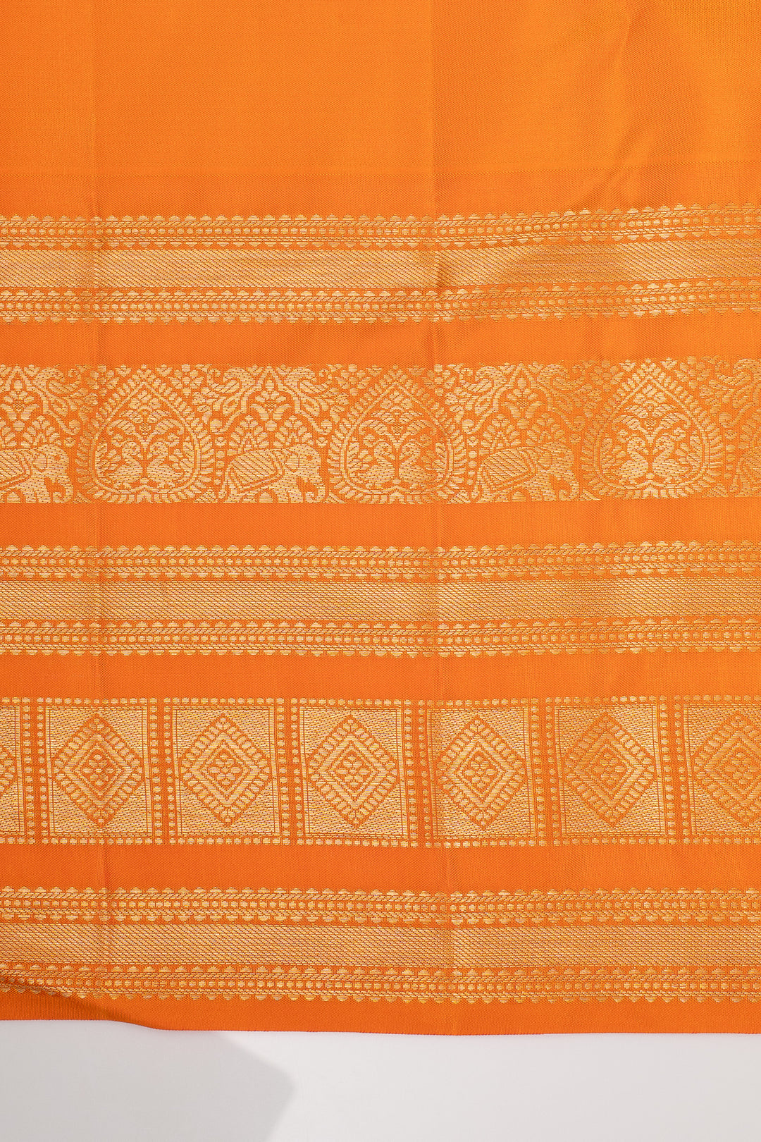 Blue and Orange Lakshadeepam Pure Kanchipuram Silk Saree