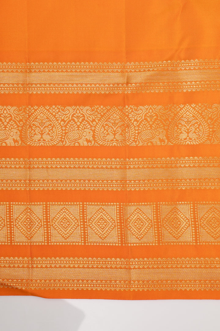 Blue and Orange Lakshadeepam Pure Kanchipuram Silk Saree