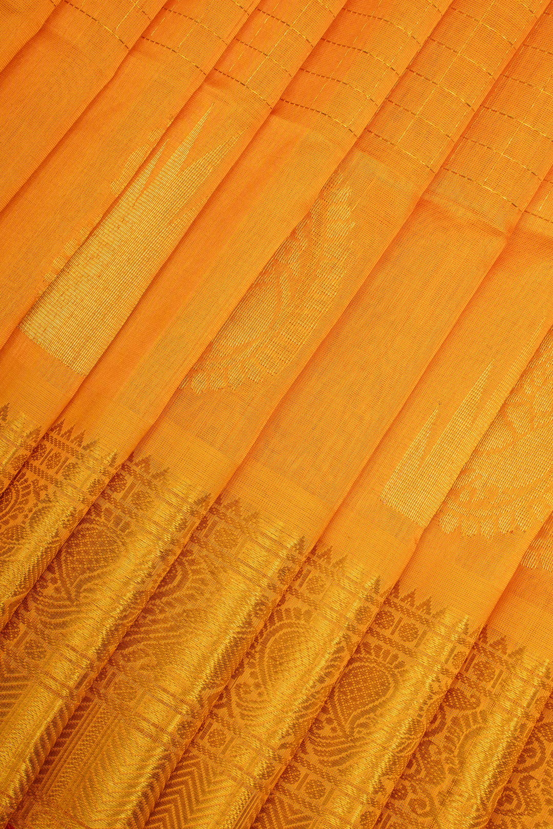 Yellow Zari Checks Pure Silk Cotton Saree