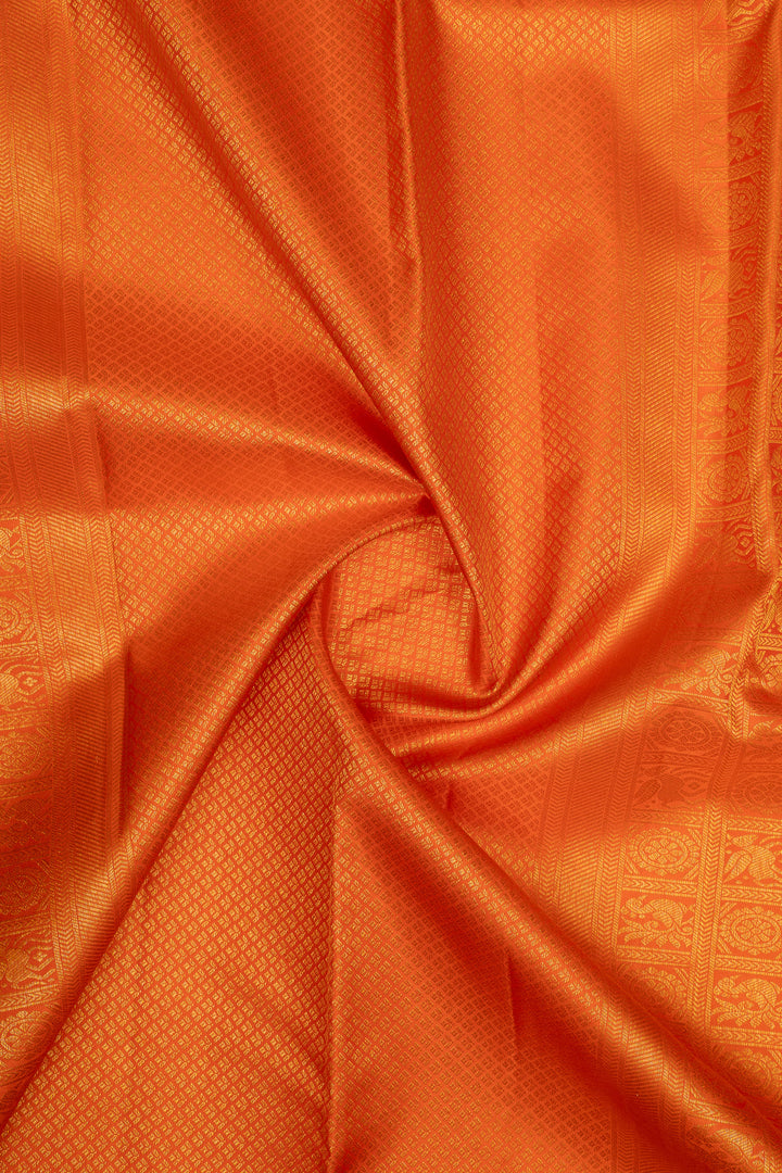 Green and Orange Paithani Border Pure Kanchipuram Silk Saree