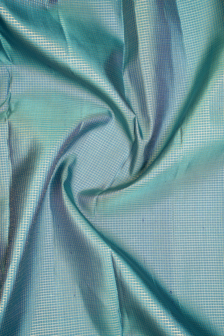 Peacock Blue and Navy Blue Pure Kanchipuram Silk Saree - Clio Silks