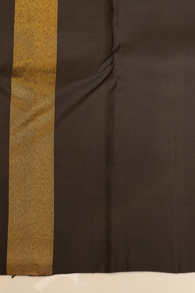 Beige checks black temple border pure zari Kanchipuram silk saree