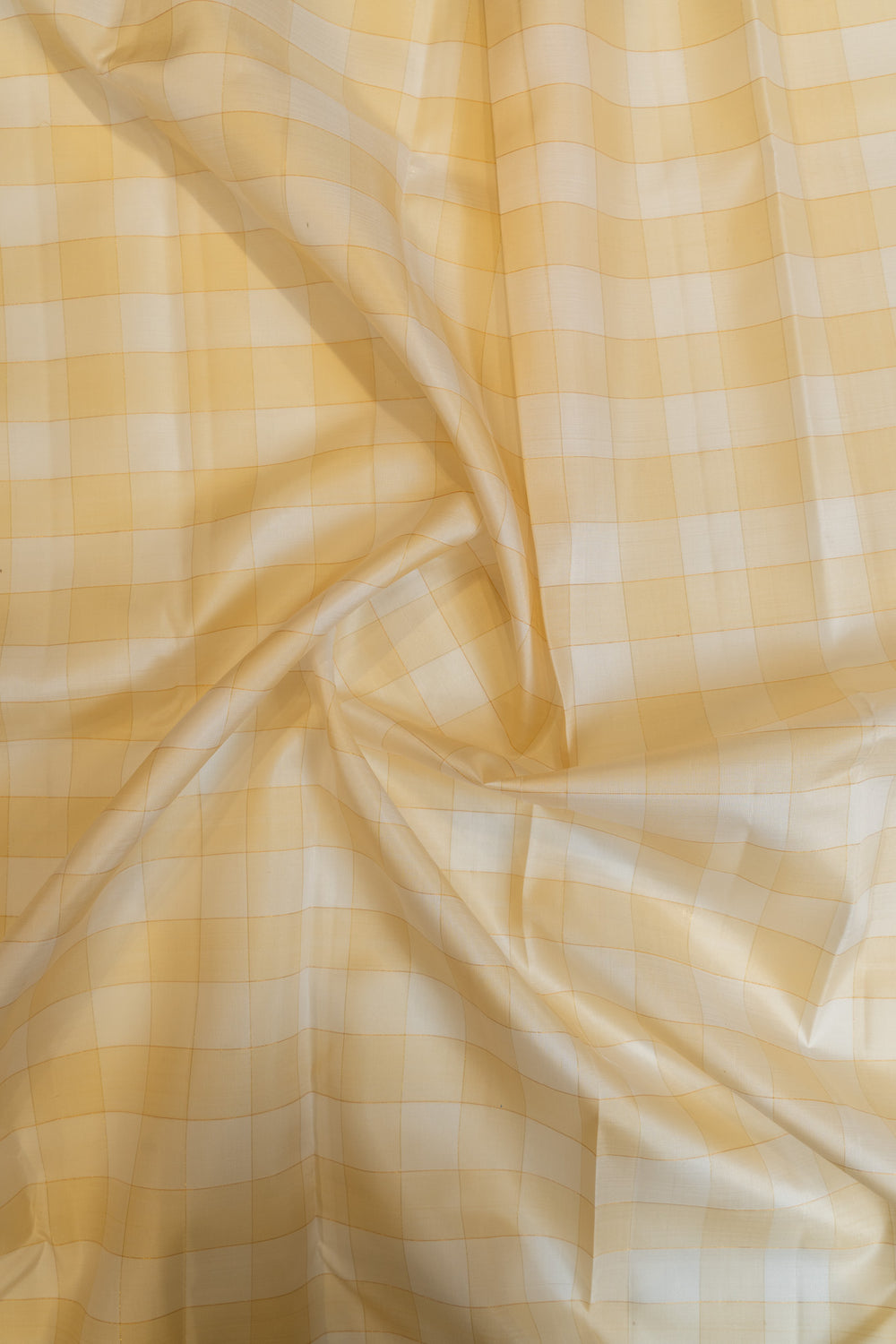 Off white and beige checks pure zari Kanchipuram silk saree