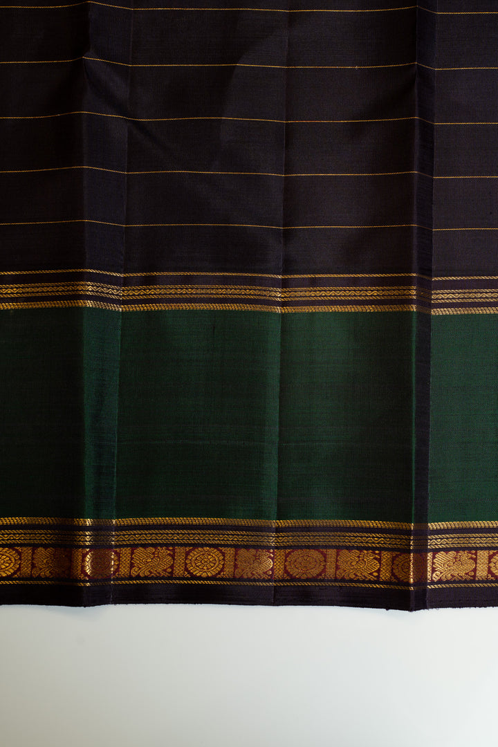 Off white and beige checks pure zari Kanchipuram silk saree