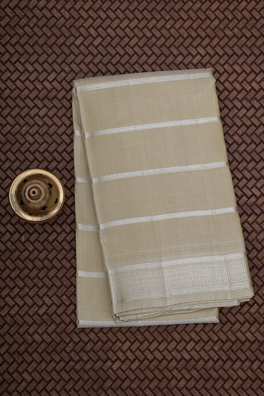 Elaichi Green Stripes Pure Silk Dhoti