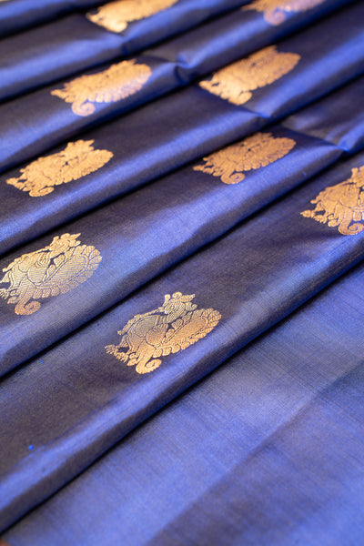 Ink Blue Borderless Pure Soft Silk Saree - Clio Silks