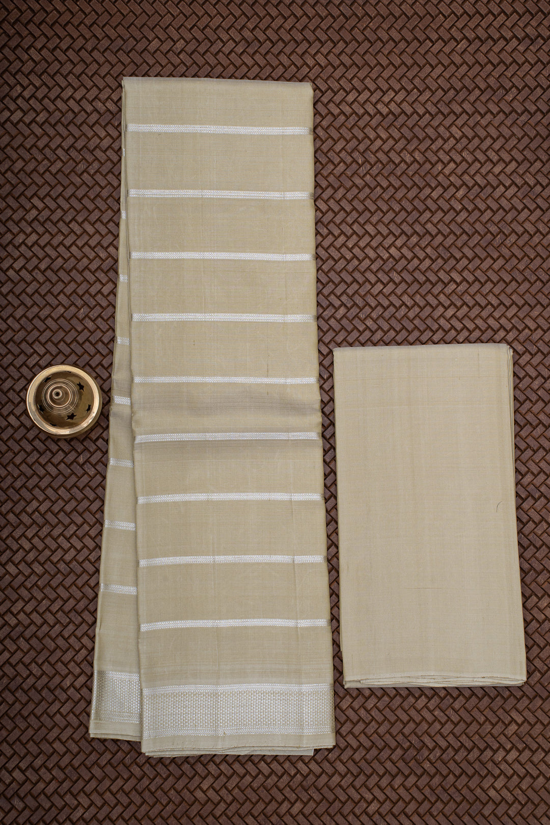 Elaichi Green Stripes Pure Silk Dhoti