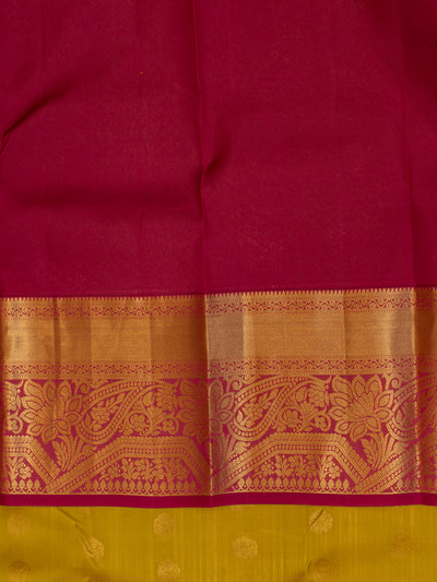 Lime yellow traditional silk saree