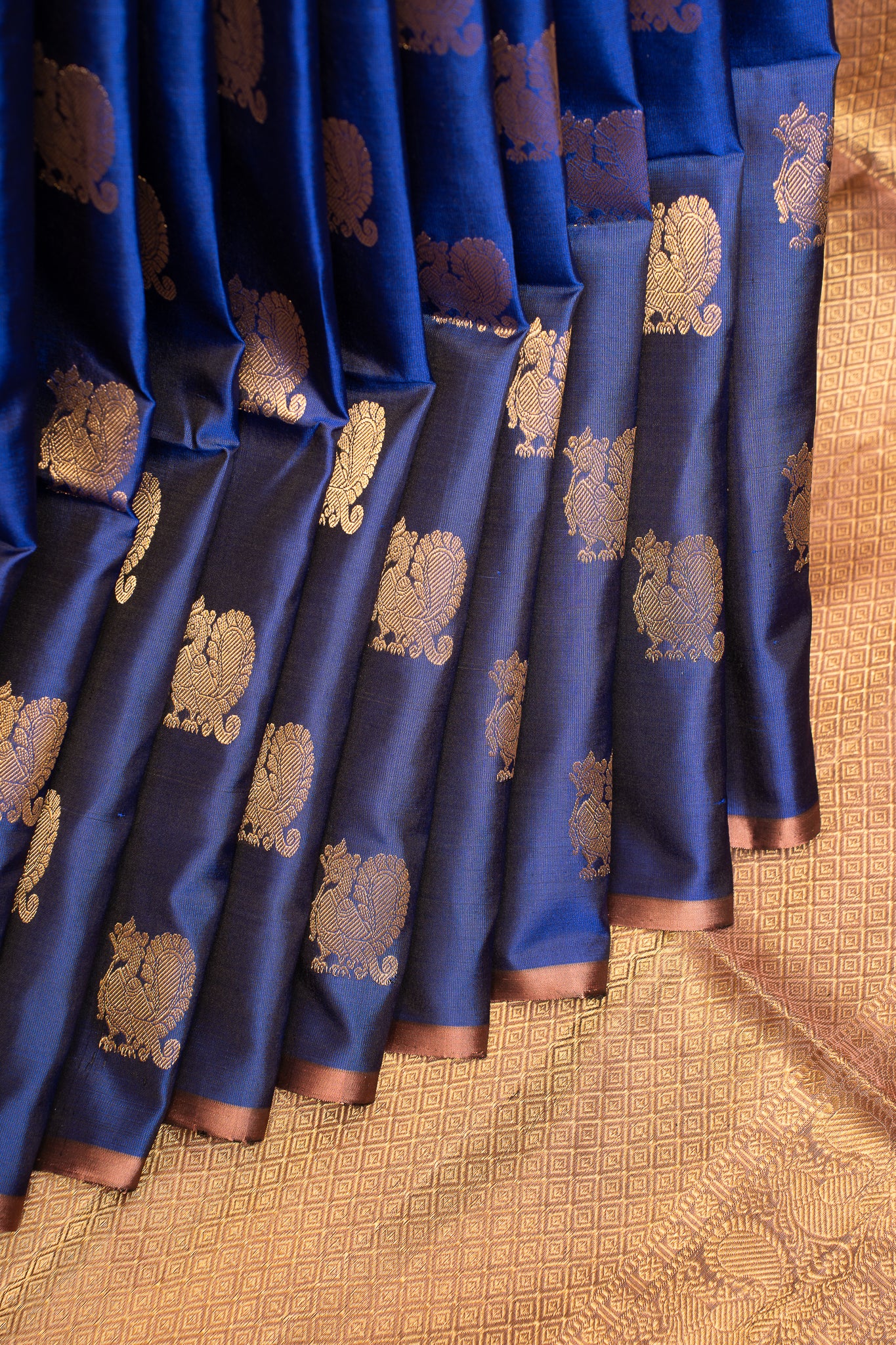 Ink Blue Borderless Pure Soft Silk Saree - Clio Silks