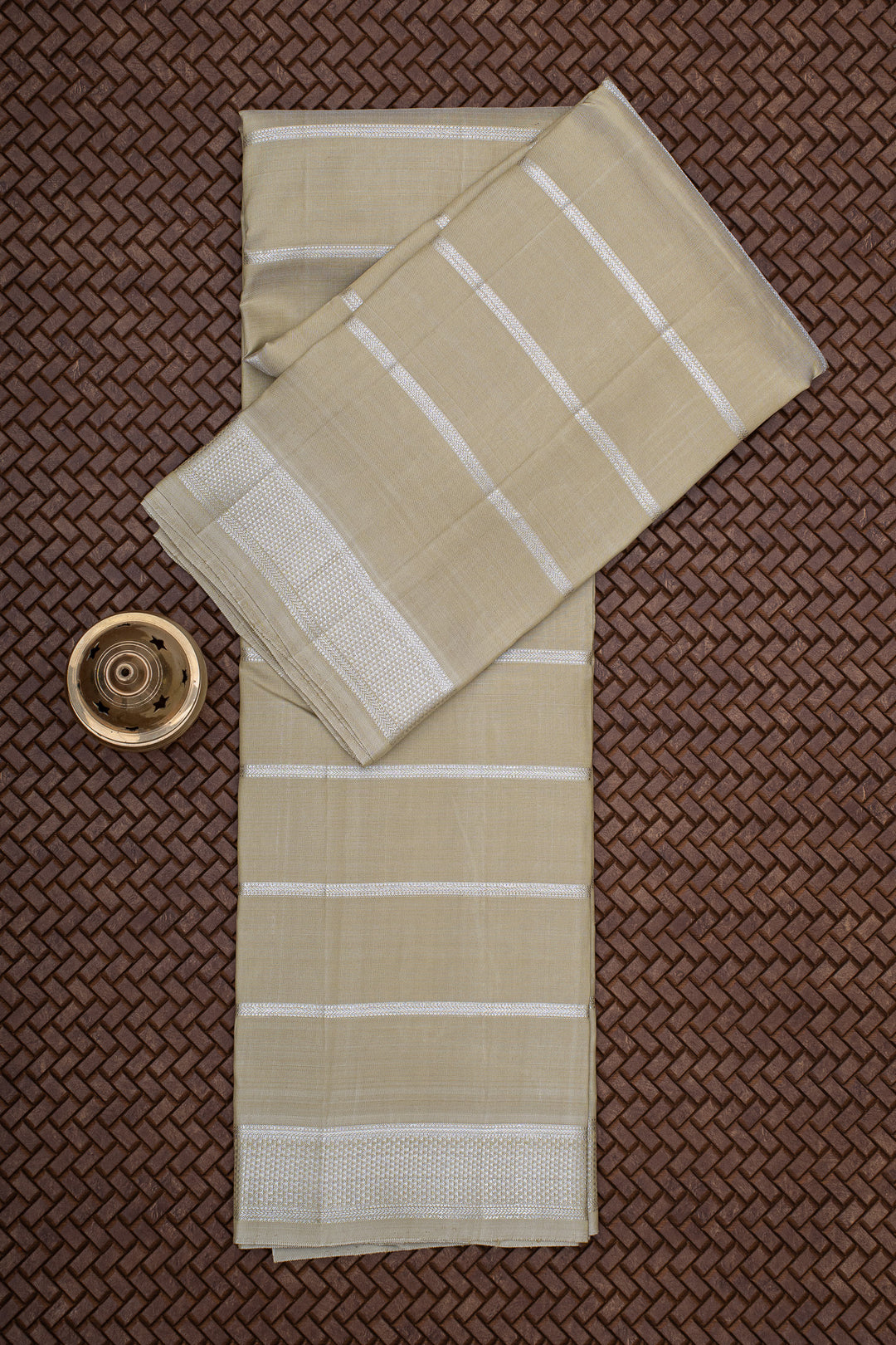 Elaichi Green Stripes Pure Silk Dhoti