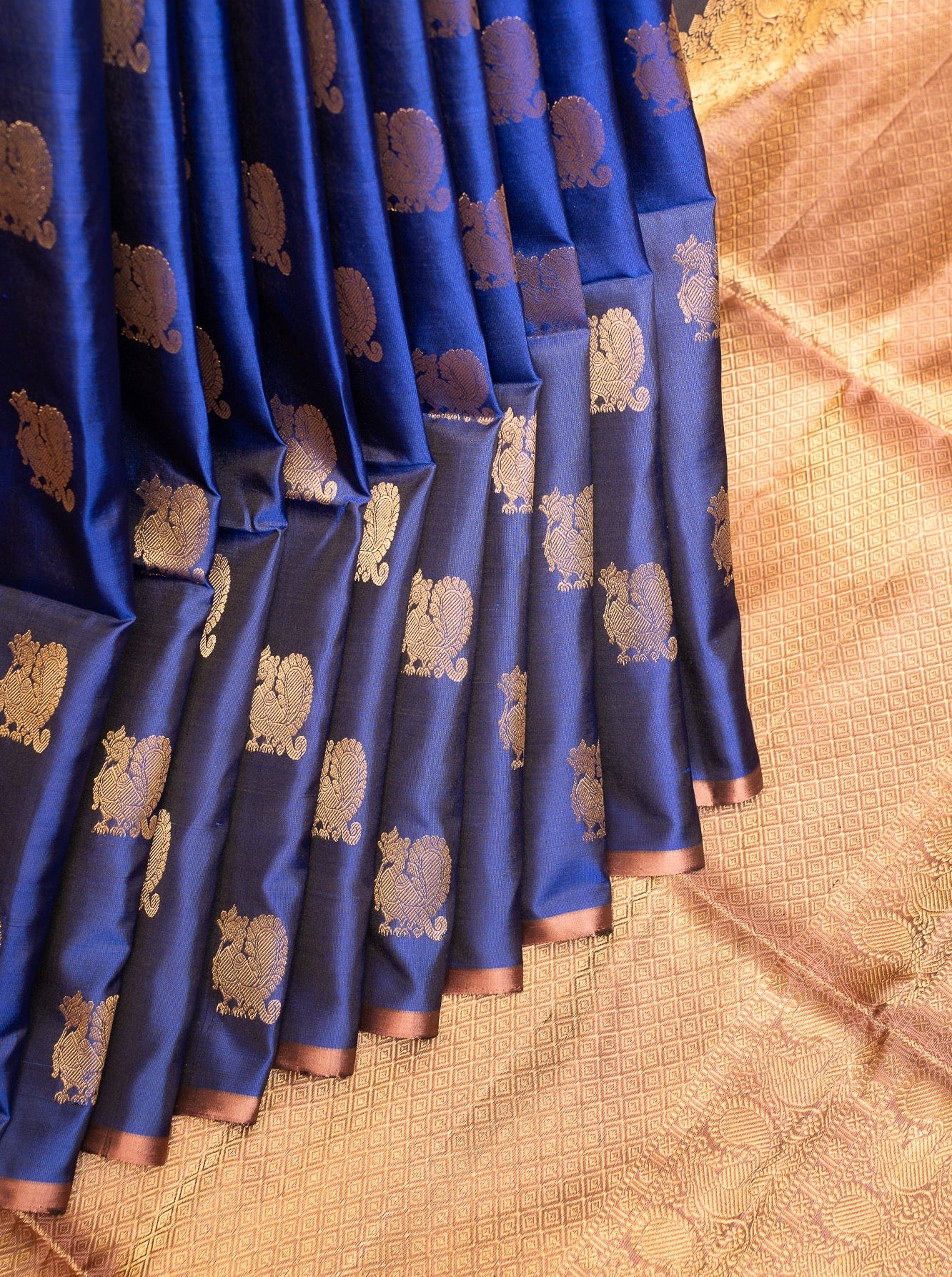 Ink Blue Borderless Pure Soft Silk Saree - Clio Silks