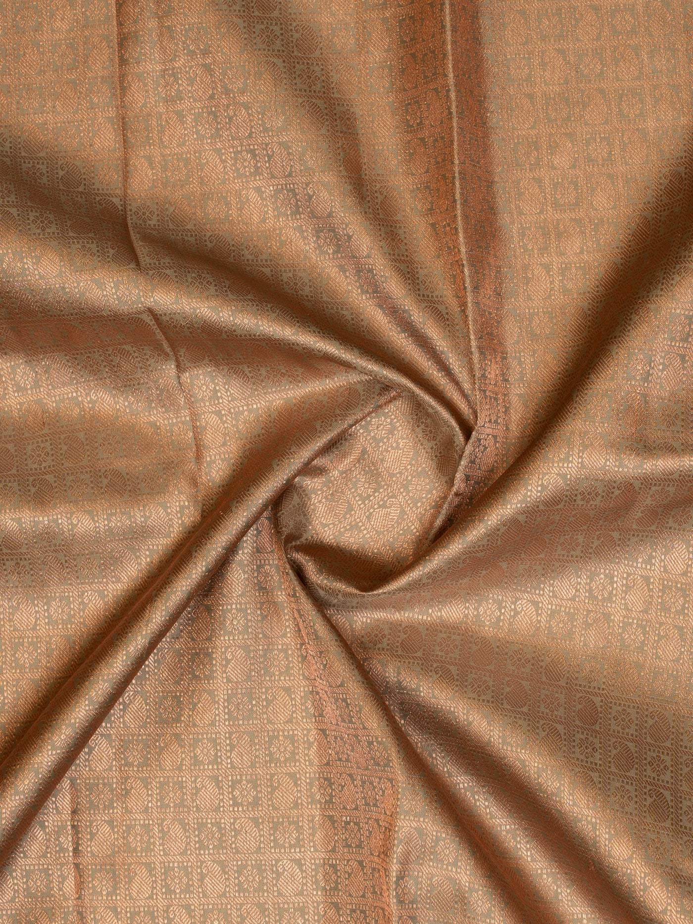 Hazel Beige Pure Brocade Kanchipuram Silk Saree