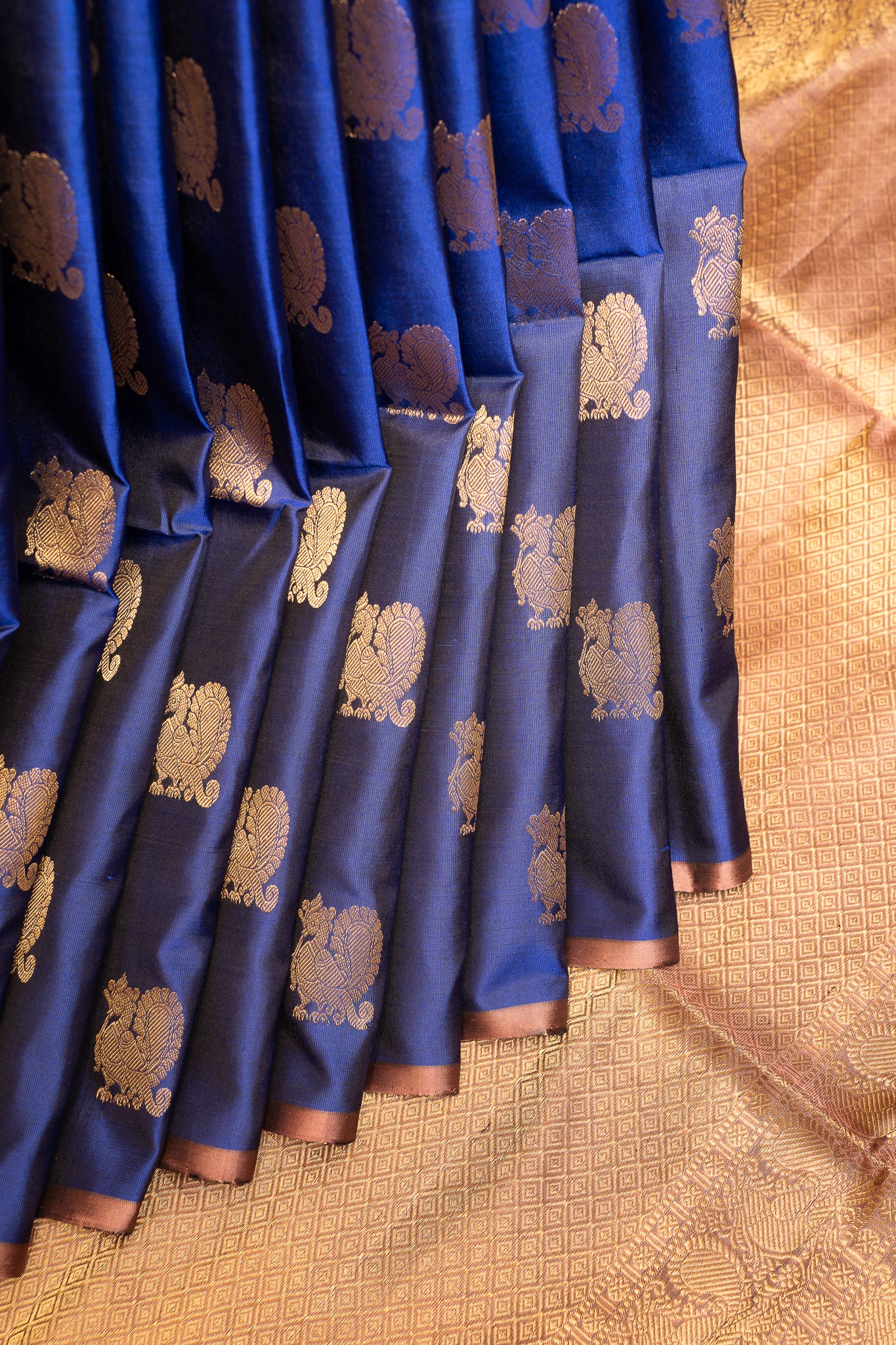 Ink Blue Borderless Pure Soft Silk Saree - Clio Silks