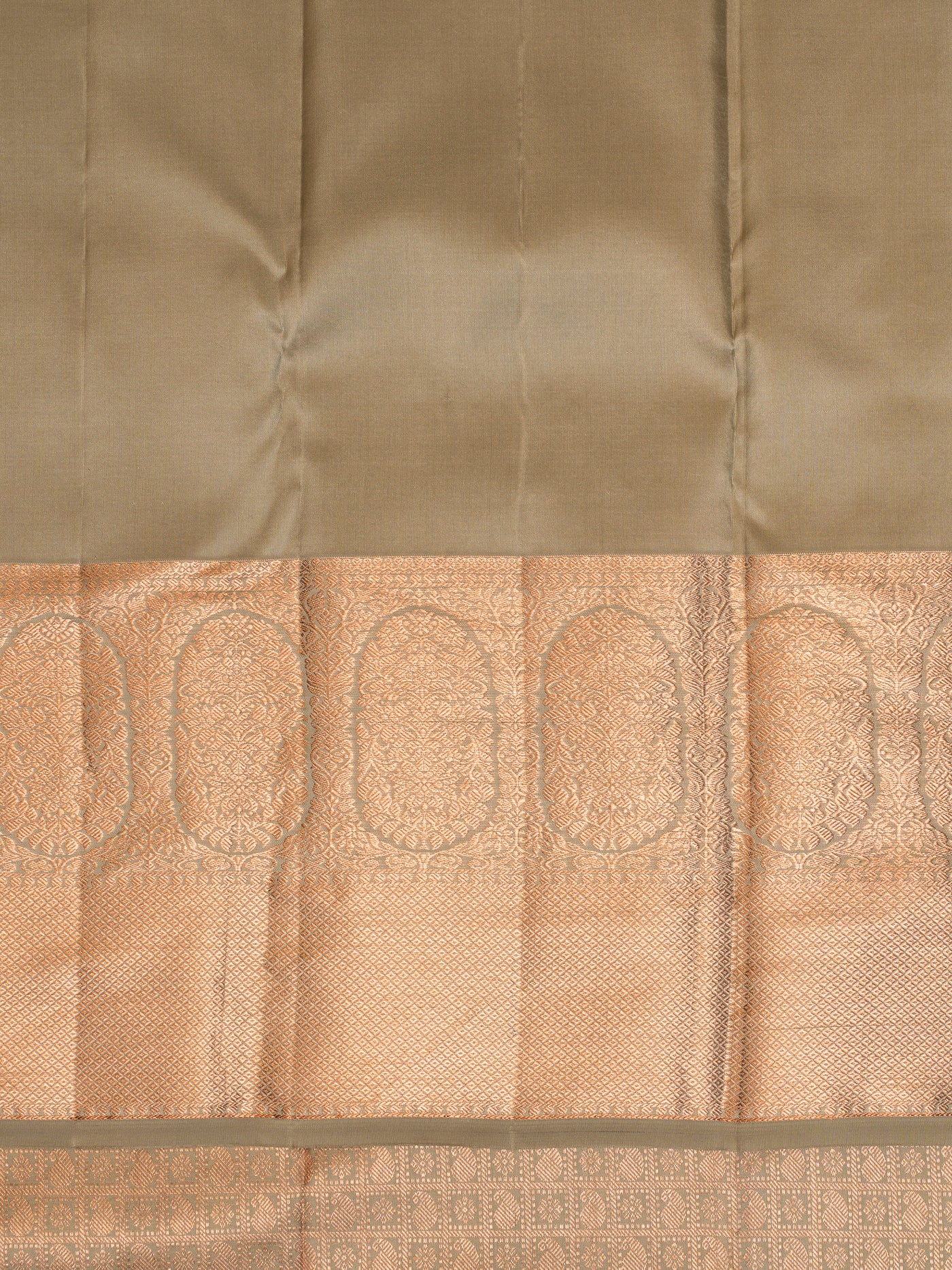 Hazel Beige Pure Brocade Kanchipuram Silk Saree