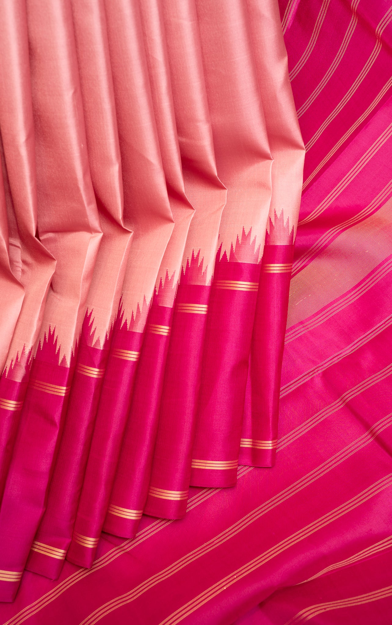 Lotus Pink Without Zari Pure Kanchipuram Silk Saree - Clio Silks